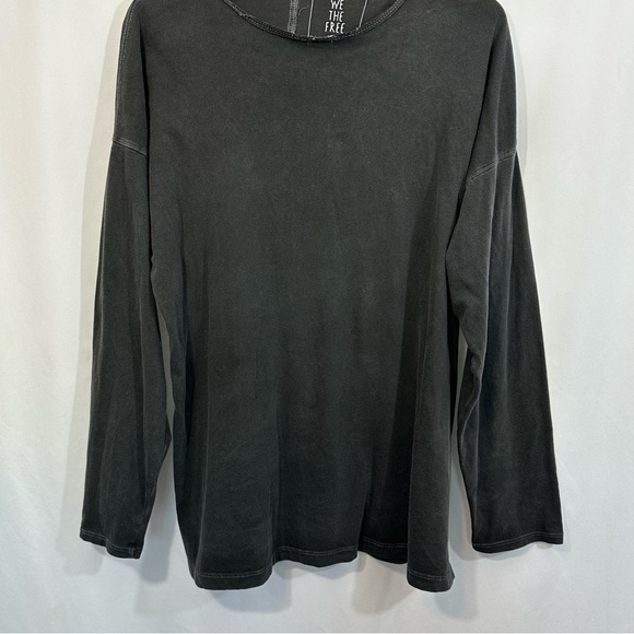 Free People Long Sleeve Cotton Relaxed Fit Top in Washed Black - Picture 5 of 11
